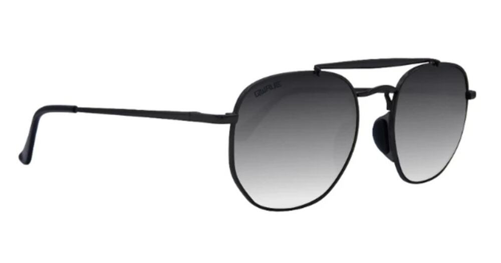 Mens Navigator Smoke Gradient Lens Black Metal Frame Geometric Sunglasses New